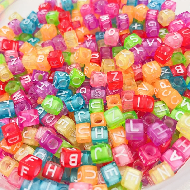 300Pcs Colorful Fruit Color Alphabet beads Acrylic Square Letter Beads For  Handmade DIY Jewelry Making Supplies Wholesale