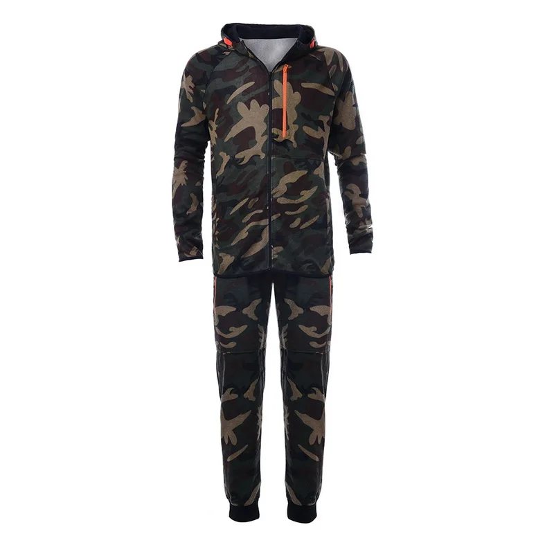 camo green A Laamei мужские повседневные комплекты с камуфляжным принтом камуфляжная куртка+ брюки 2 шт. спортивный костюм спортивные худи толстовка и брюки костюм размера плюс - Цвет: camo green A
