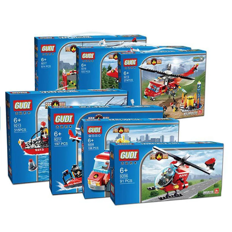 

Goood Gudi Assembled Building Blocks Police Station Fire Truck Assembled Educational Children Plane Toy Police Car Boy Gift
