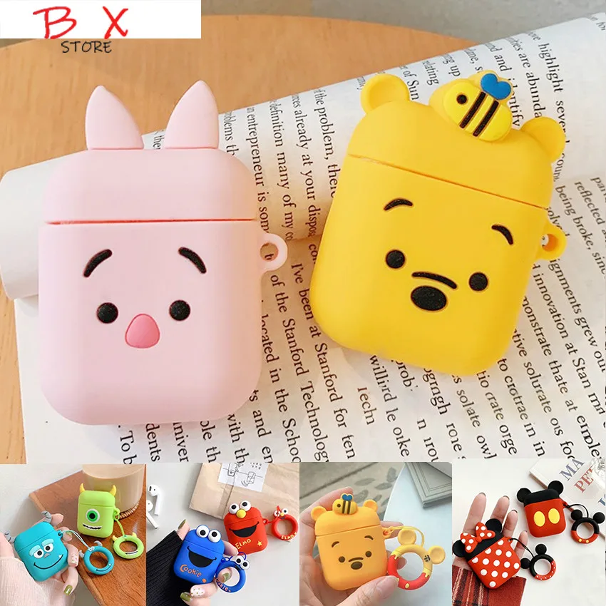 

For AirPods Case Cute Cartoon Protective Cover Wireless Earphone Case For Air pods 2 Headphone case with keyring/Ring Strap case