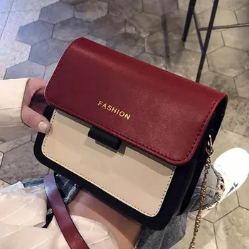 

Contrast Color Leather Crossbody Bags For Women 2020 Handbag Fashion Simple Shoulder Messenger Bag Ladies Bags