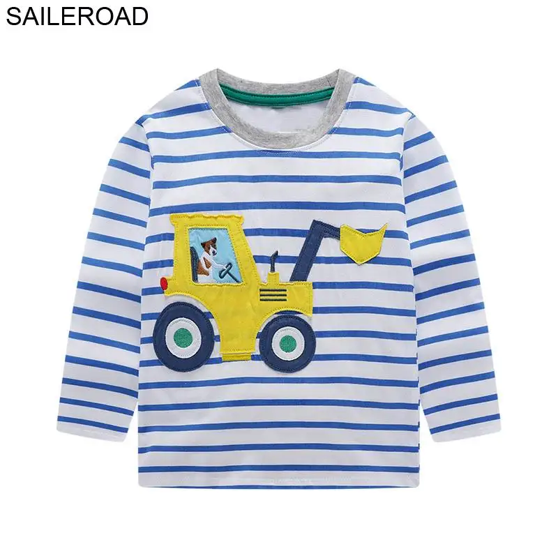SAILEROAD/осенняя одежда для маленьких мальчиков 24 мес.-7 лет, новая хлопковая Детская футболка с длинными рукавами и круглым вырезом, футболки для маленьких мальчиков, одежда - Цвет: 7169