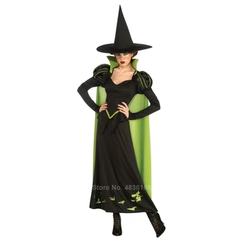 

Women Baby Girls Halloween Cosplay Costume Carnival Party Fantasy Fancy Black Green Witcher Evil Printed Sorceress Family Dress