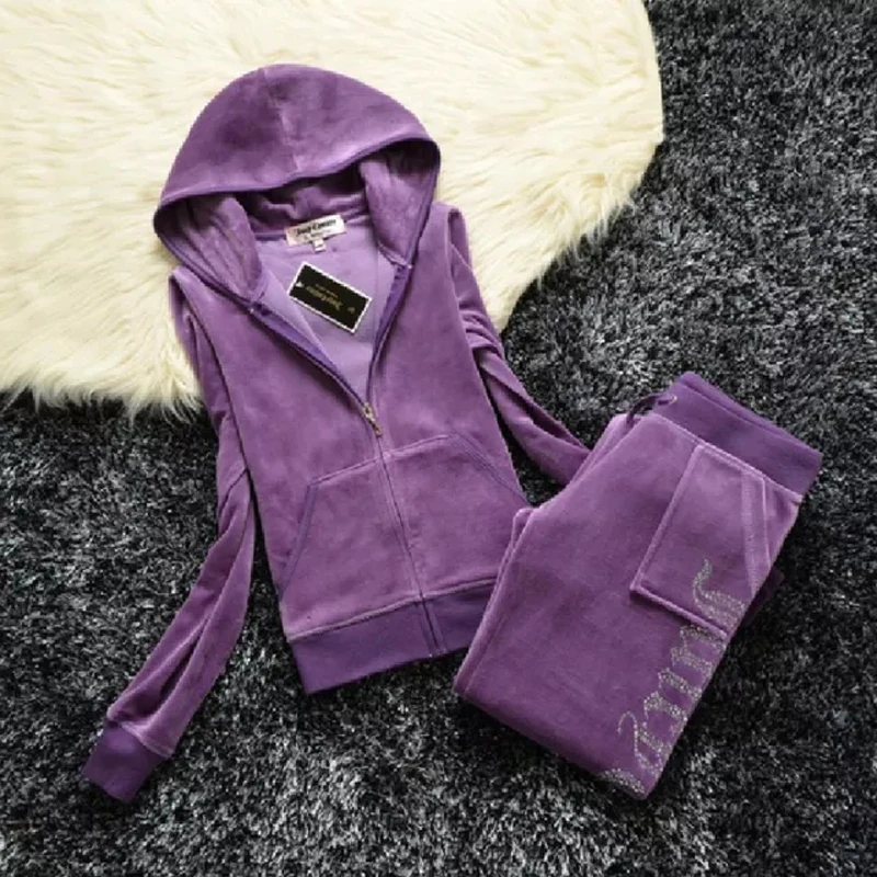 YICIYA Juicy Apple Velour Tracksuit woman Winter Velvet tracksuit Two Piece Set with Diamante Rhinestone Jogging Suits for Women
