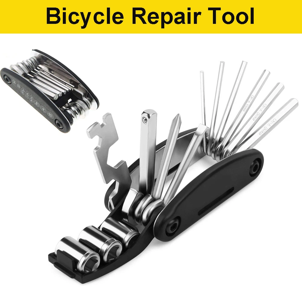 cheap 16 in 1 Bicycle Repair Set Portable Multifunction Bicycle Repair Tool Kit Hex Wrench Spoke MTB Cycling Screwdriver Bike Kits D40