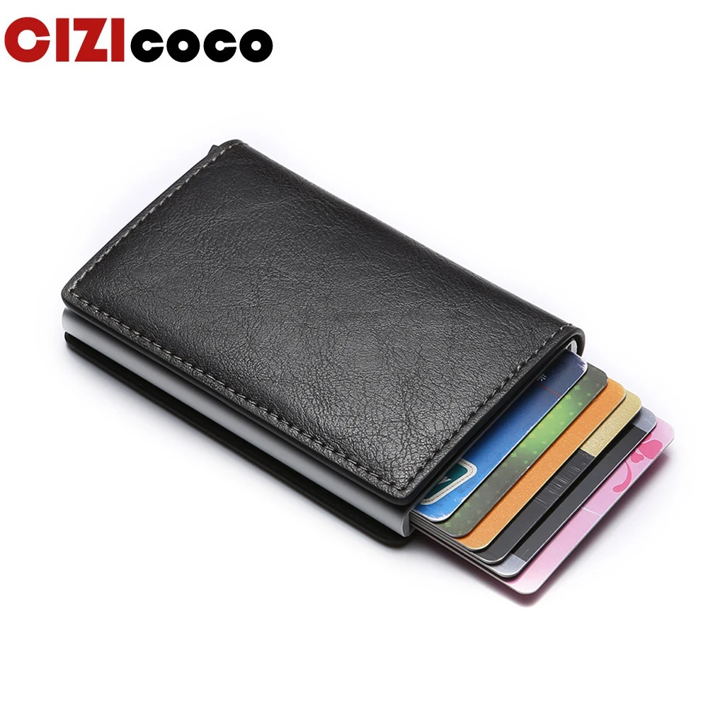 

2022 Anti Rfid Credit Card Holder Men Metal Wallets Slim Thin Business Bank ID Cardholder Case Badge Smart Minimalist Wallet