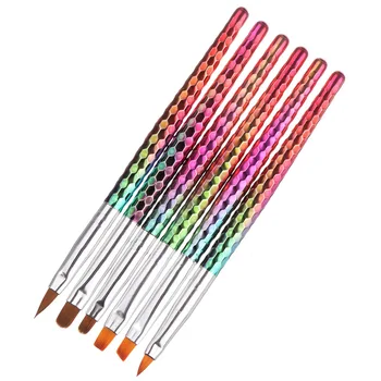 

1Pcs 4 style Mermaid Honeycomb Handle Nail Art Acrylic Gel Extension Brush Flower Design Drawing Painting Pen Set