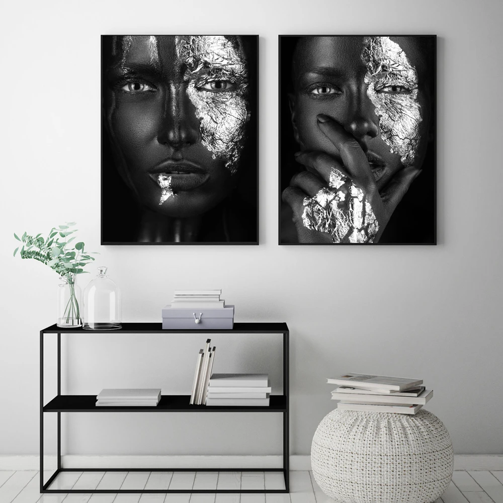肌色のアフリカの女性のアート絵画 キャンバス ポスターと版画 スカンジナビアの壁の写真 リビングルームの装飾 絵画 書道 Aliexpress