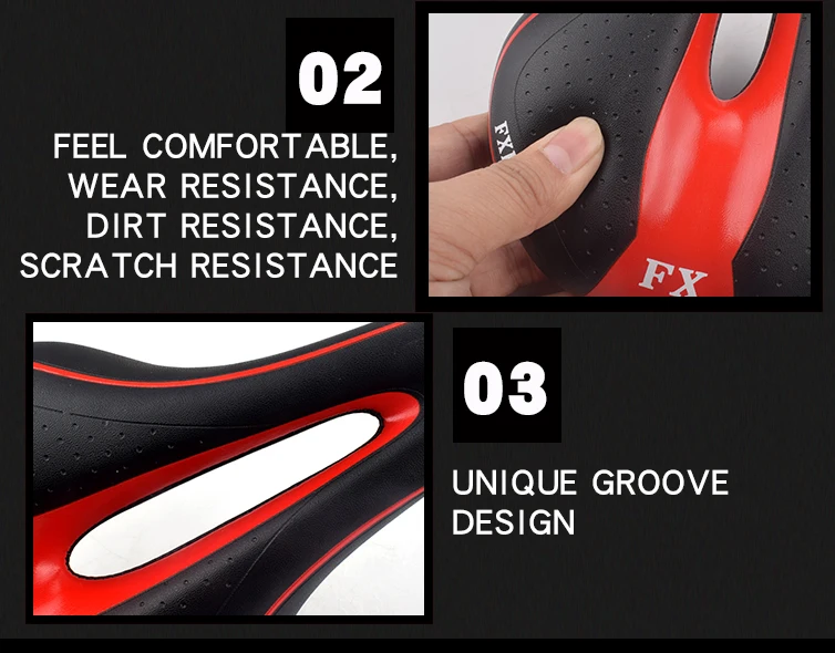FMFXTR Bike Silicone Cushion PU Leather Surface Silica Filled Gel Comfortable Hollow Cycling Seat Shockproof Bicycle Saddle