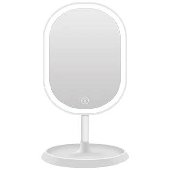 

Mini LED Lighted Makeup Mirror Table Stand USB Rechargeable Light Lamp Rotatable Desktop Vanity Mirrors With Cosmetic Organizer