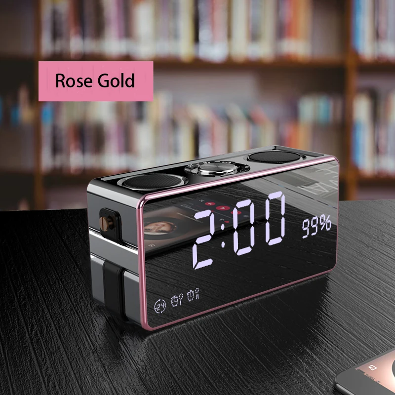 LED HD Digital Display Desktop Clock Multifunction 2.1 Channel 3 Subwoofer Bluetooth Wireless FM Radio Alarm Clock Phone Sound