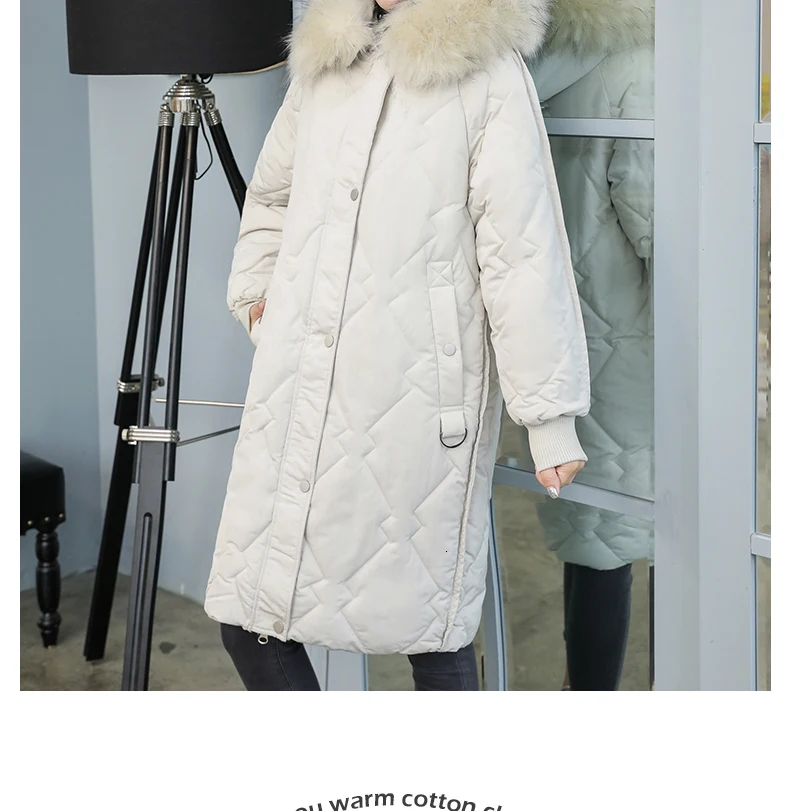 Женское пальто с мехом большого размера, зимнее пуховое пальто с капюшоном, куртка, Толстая теплая ватная парка с хлопковой подкладкой, ветровка с рукавами