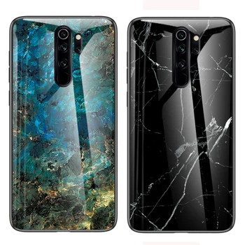 

50pcs/lot Tempered Glass Hard Case For Xiaomi Redmi Note 8 Pro Luxury Marble Grain Soft Edge Phone Cover For Xiaomi Redmi Note 8