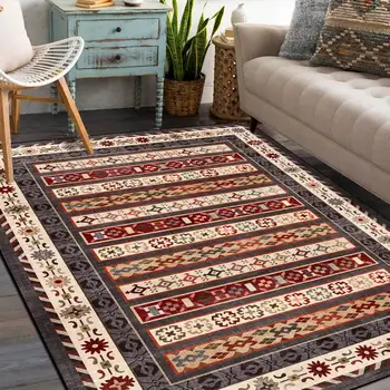 

Mediterranean Style Carpets Ethnic Geometric Printed Living Room Table Sofa Area Rugs Bedroom Bedside Kitchen Non-Slip Floor Mat
