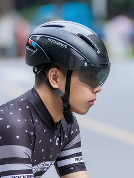 

Rock Brothers electric car helmet mountain bike safety headgear with goggles bicycle helmet summer riding equipment