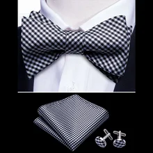 Самостоятельно регулируемый галстук-бабочка для мужчин шелковый галстук-бабочка мужской галстук черно-белая решетка Handky запонки костюмный воротник съемный галстук Барри. WangLH-1009