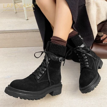 

New Arrivals 2021 Comfy Trent INS Luxury Boots Woman Shoes Cow Suede non-slip Belt Buckle Office Shoes Ladies Booties