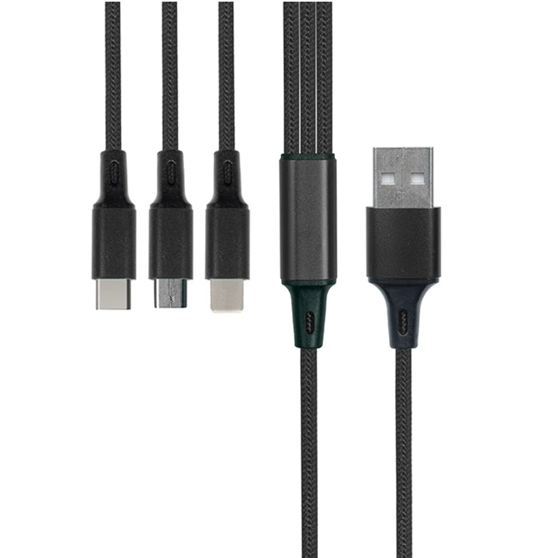 3 в 1 тройной кабель для Apple+ type-C+ Micro USB кабель для зарядки мобильного телефона Android для iPhone iPad смартфон