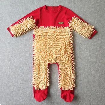 

2019 Baby Clothing Practical floor cleaning Romper Autumn Crawling Clothes Mopping One-piece Clothes Children Chenille Jumpsuit