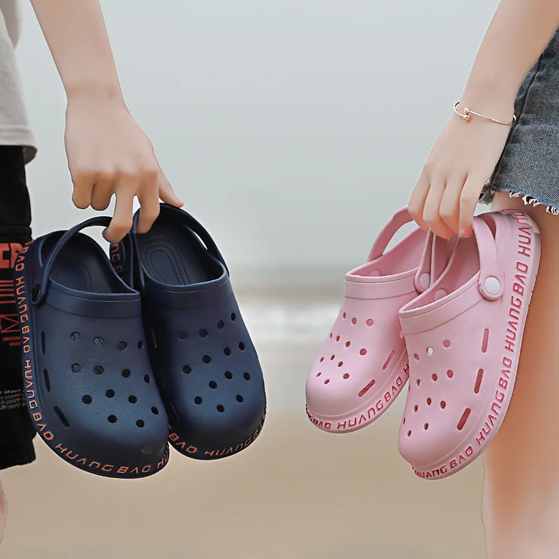 TOP  Summer Porous Shoes Korean-style Fashion Couples Sandals Lightweight Breathable Large Size Outer We