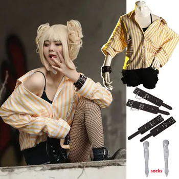 

My Boku No Hero Academia Akademia Himiko Toga cosplay costume Uniform Skirt/Pant/Bra/Sock/Handcuffs Halloween Party Outfit Suit