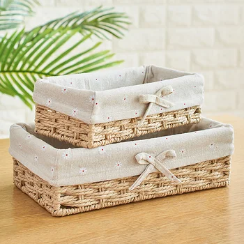 

Strange Rattan Plaited Articles Accept Basket Desktop Accept Box Straw Plaited Article Accept Basket Manual Basket Cosmetics Key