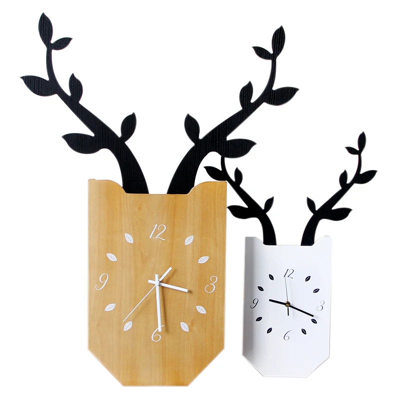 Nordic Creative Antler Wall Clock Living Room Mute Clock Personality Fashion Watch Modern Minimalist Atmosphere Home Clock