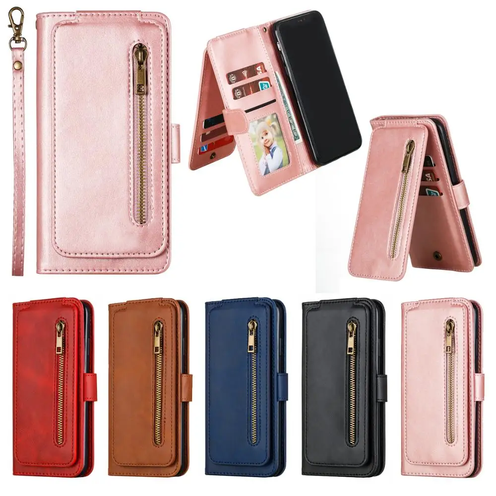 

Flip Wallet For iPhone 11 Pro Max X XS Max XR 6 6S 7 8 Plus Zipper Leather Case Card Slot Stand Cover Mobile Phone Bag
