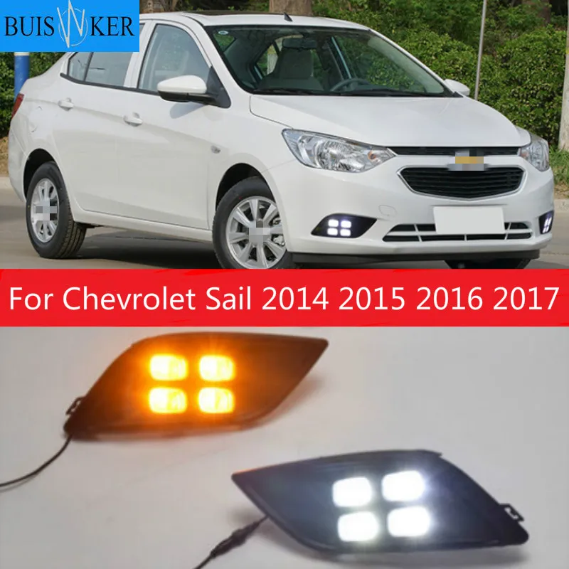 

2 шт. для Chevrolet Sail 2014 2015 2016 2017 DRL белый светильник сигнала поворота желтый синий противотуманный фонарь Автомобильный светодиодный светильник дневного света