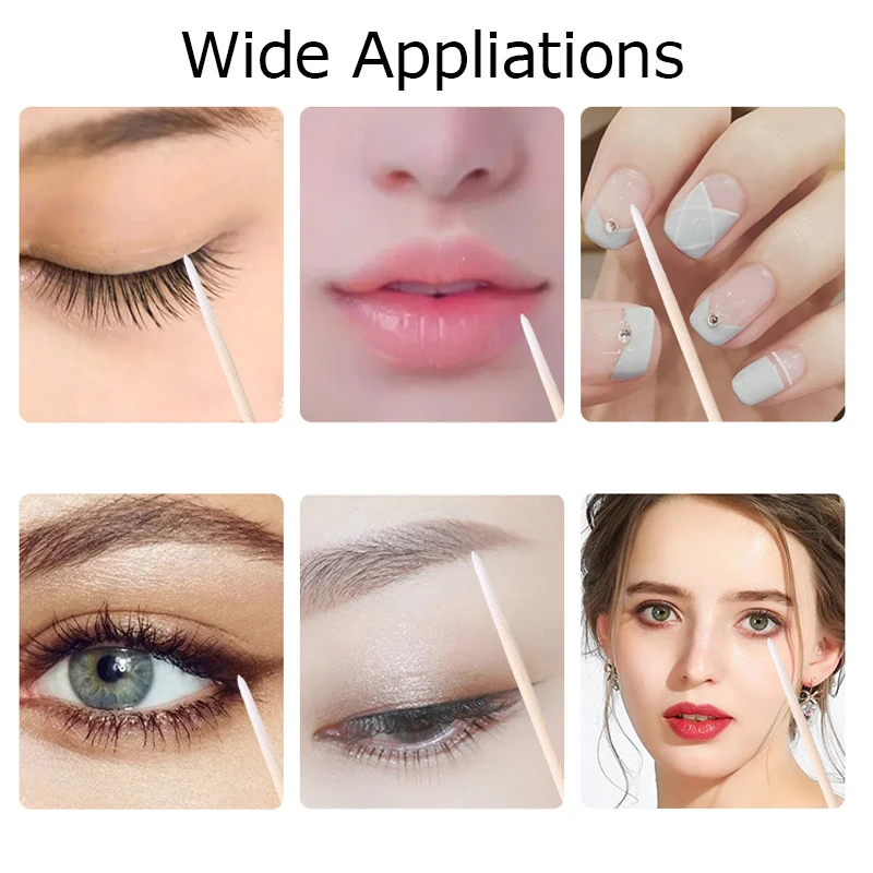 Wood Cotton Swabs 1000pcs Micro Wood Cotton Swab Eyelash Extension Tools Tatoo Microblading Cleaning Wooden Sticks Cosmetic Cotton Brush Buds Tip