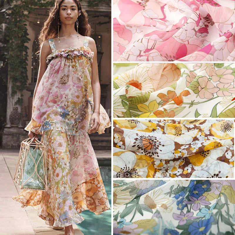 Цифровая печать Фея розовый нежный цветок модная ткань для платья Весна и лето шоу цветок полиэстер модная ткань