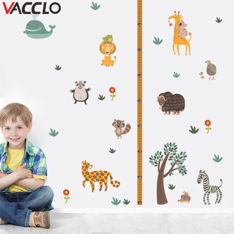  Vacclo Zebra Giraffe Zoo Height Sticker Kindergarten Environment Arrangement Wall Sticker for Kids  - 4000207596695