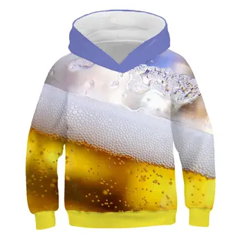 

3D Beer Sweatshirts Boy Girl Hoodies Beer Children's Fashion Hooded Sweatshirt Casual Boys Girls Autumn Winter Kids Pullover