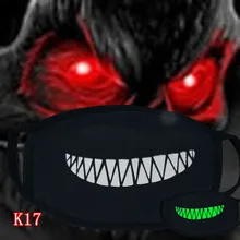 Светящиеся маски с принтом, 26 стилей, черные вечерние маски с призрачным черепом, дышащие светящиеся темные маски, закрывающие рот, для улицы#1226