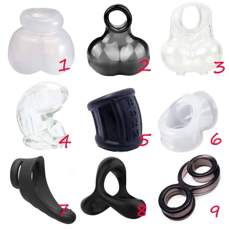 Silicone Penis Ring For Male Scrotum Bondage Chastity Device Cock Cage Time Delay Dick Sleeve BDSM Adult Toys Sex Products | Красота и