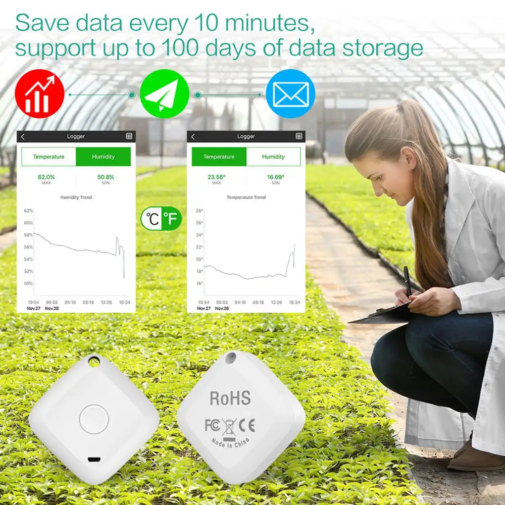 ORIA Wireless Thermometer Hygrometer Sensor Data Logger Digital C/F Indoor Outdoor Bluetooth Temperature Humidity Meter Alarm 6