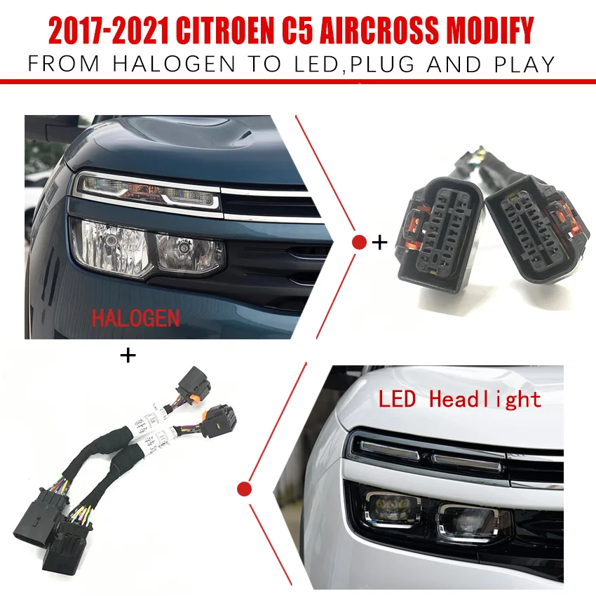 dyd præcedens tyran Czmod Car Headlight Modification Upgrade Transfer Wiring Adapter Harness  For 2017-2021 Citroen C5 Aircross From Halogen To Led - Projector Lens &  Accessories - AliExpress