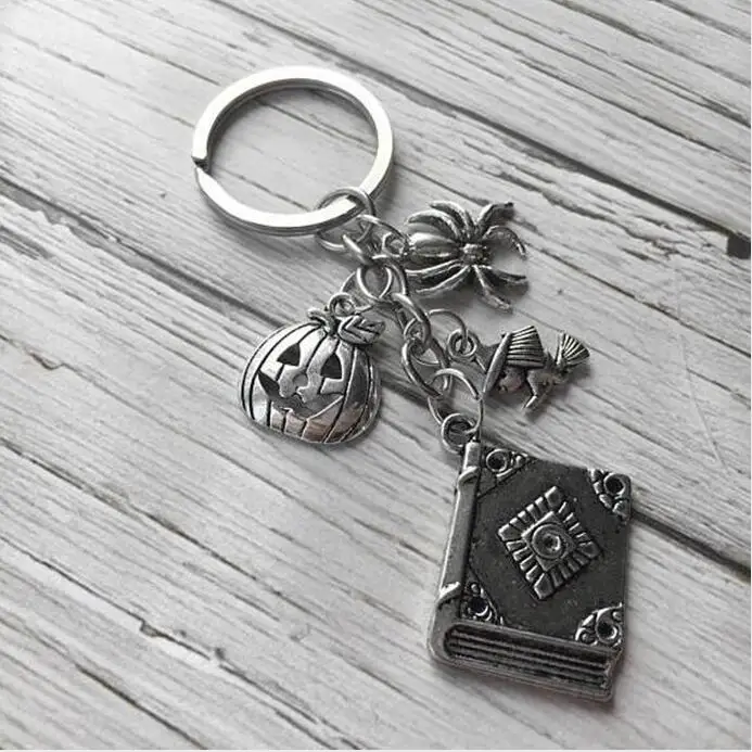 Witch Halloween Key Ring Pumpkin Spell Book Keychain Head Wizard Creative Ornament | Украшения и аксессуары