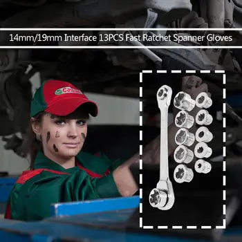 

Durable Wrench Portable Delicate Design 13pcs Socket Wrench Set CR-V Drive Ratchet Wrench Spanner for Motorcycle Car