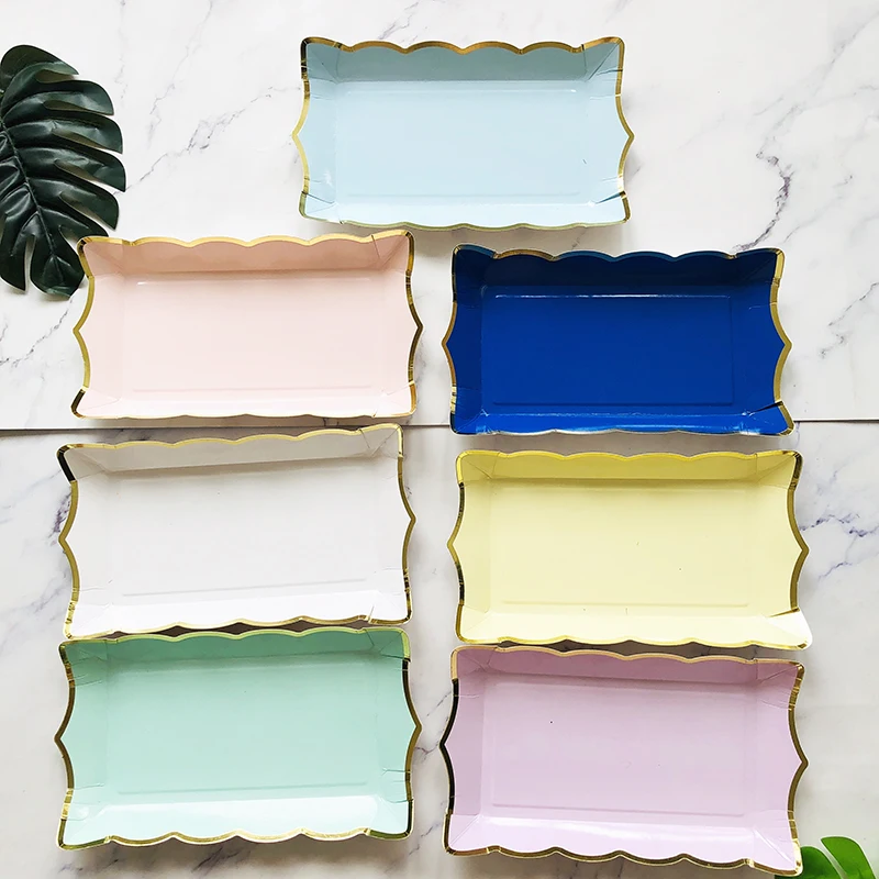 Bronzing Solid Color Disposable Tableware Party Paper Plates Cup Wedding Carnival Decoration Birthday Baby Shower Party Supplies