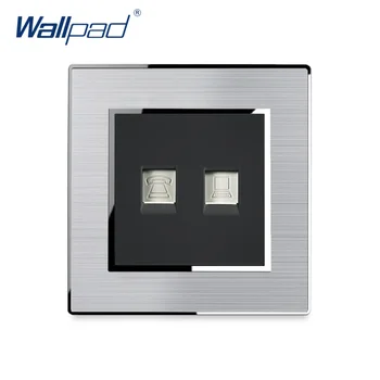 

TEL DATA Rj45 Socket Wallpad Stainless Steel Panel With Silver Border Wall Socket Weak Electricity Sockets