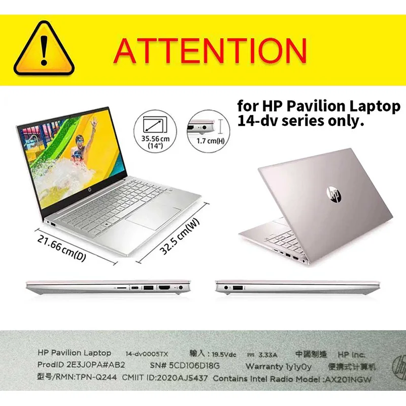 ca. 35.56 cm Custodia Pelle PU Magnetico Custodia Cover si adatta HP Pavilion 14 2017 Laptop 14 in 