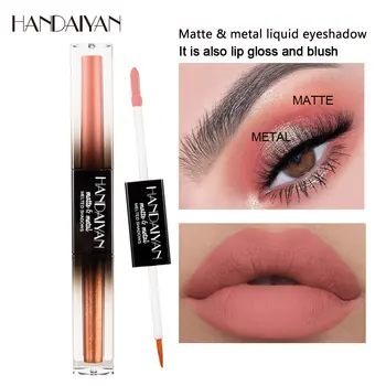 

Handaiyan liquid eyeshadow cream dual ended rose red gold silver polar color waterproof long lasting metallic eyeshadow HF146