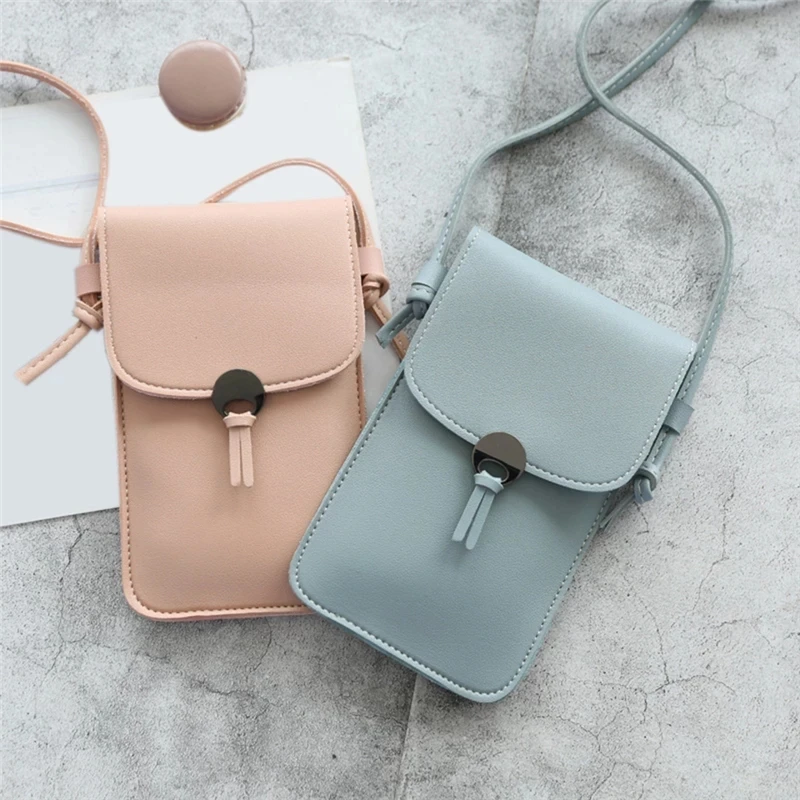 Transparent Touch Screen Retro Simple Mobile Phone Bag 2021 Women PU Chain Messenger Bags Small Flap Bag Mini Shoulder Bag