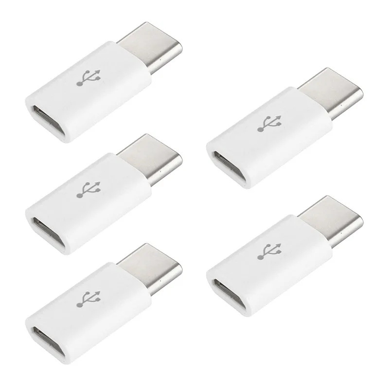 Белый 5 шт. Micro USB для type-C адаптер Microusb адаптер для мобильного телефона usb type C разъем адаптер для Samsung Galaxy A7 Xiaomi huawei - Цвет: Белый