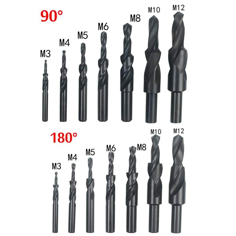 1 шт. HSS Шаг зенковки сверло с титановым покрытием/черный оксид винт Потайной Сверла 90/180 для медных алюминиевых M3-M12