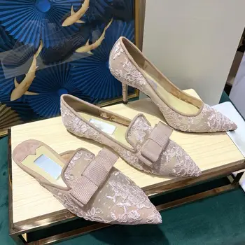 

Pumps Women Nude High Heels Woman Shoes Leather Ladies Shoes Slip On Zapatillas Mujer Bow Sapato Feminino Sexy Chaussure Femme