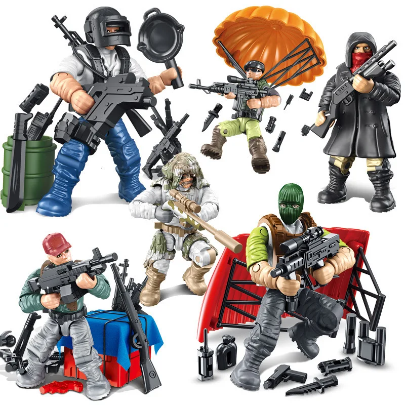 Mega Bloks военные фигурки PUBG солдаты мини модель конструктор Airdrop пакет парашютное