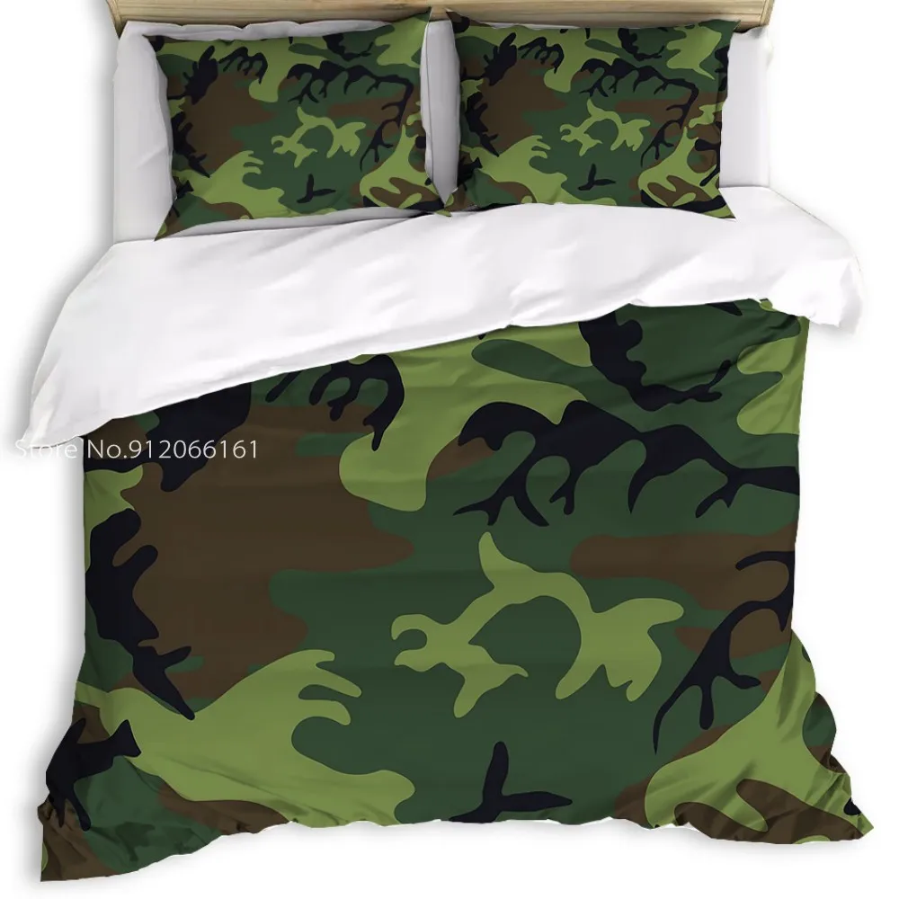 

Camouflage 3/2Pcs Duvet Cover With Pillowcase Sets Soft Cartoon Cactus Pineapple Bedding Set Double Queen King Quilt Bedclothes