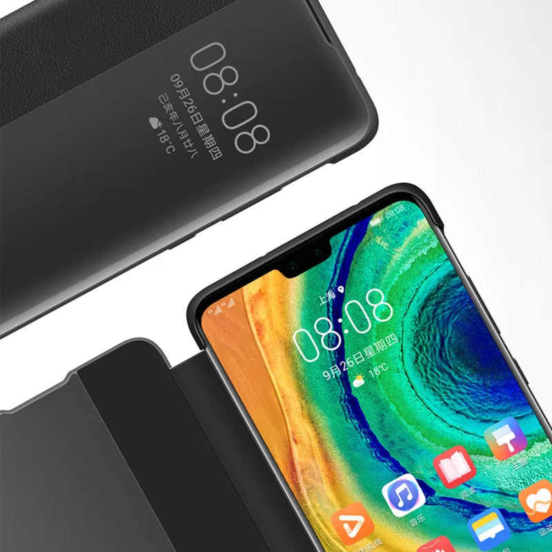 Умный чехол для телефона huawei, прозрачный зеркальный флип-чехол для huawei mate 30 mate 30 Pro, корпус с функцией сна, Интеллектуальный чехол для телефона